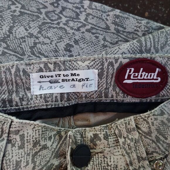 Petrol Jeans Snake Print Sz 27 Womens 2 Stretch Gray Rhinestones Bling Denim - Picture 7 of 14